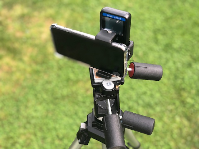 Smart Coach Pocket Radar on tripod with iPhone